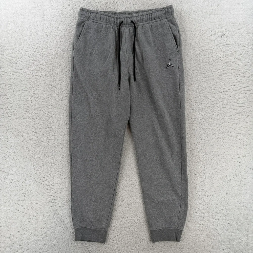 Air Jordan Sweatpants Mens Large Gray Fleece Jogger Pants ElasticDQ7340-091